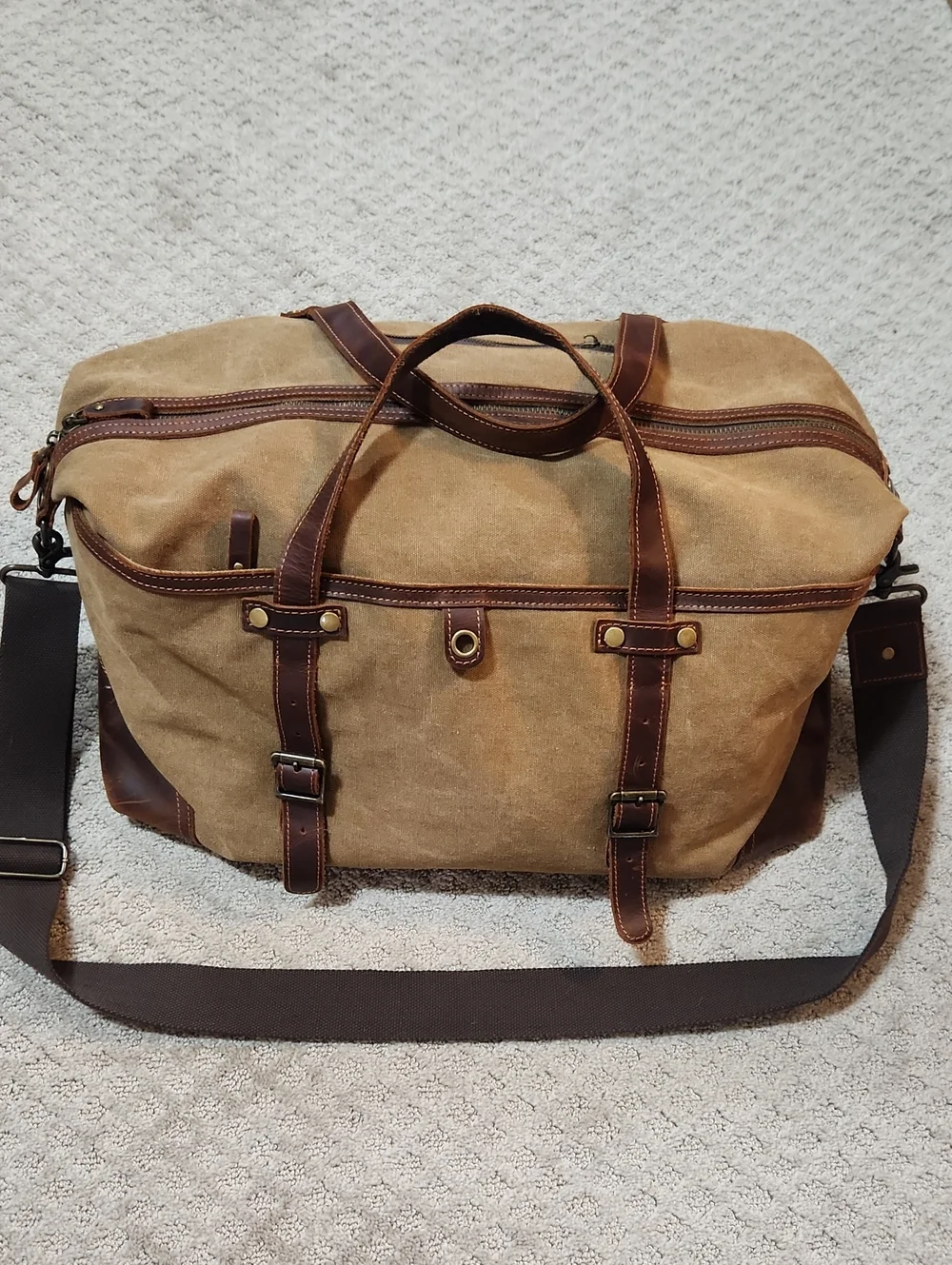 Emissary Duffle Bag Brown Leather & Waxed Canvas Large Travel Weekender For Men